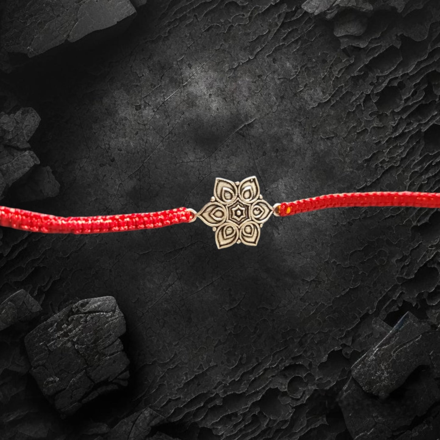 Flower thread 92.5 purity silver rakhi