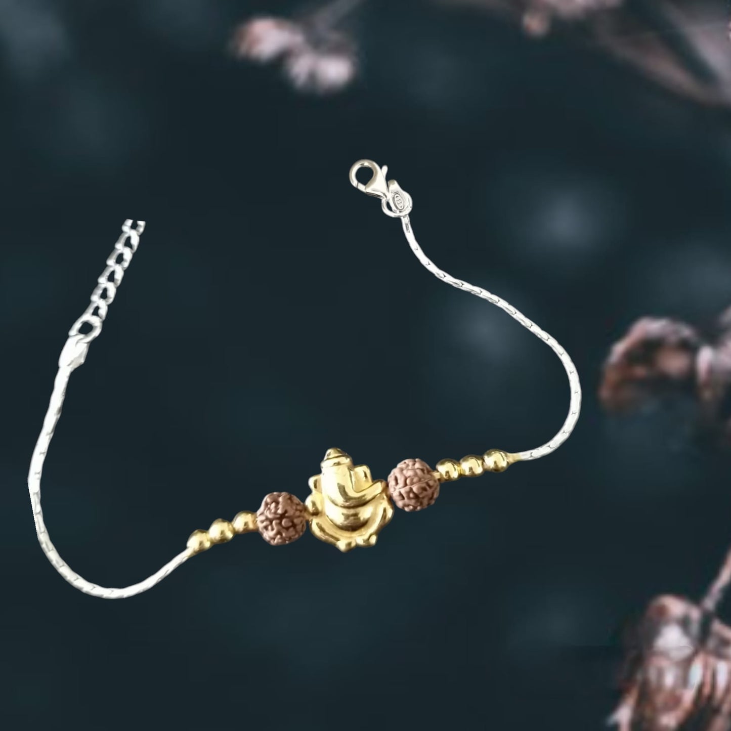 Ekadanta (Ganeshji) Rudraksha Silver Rakhi