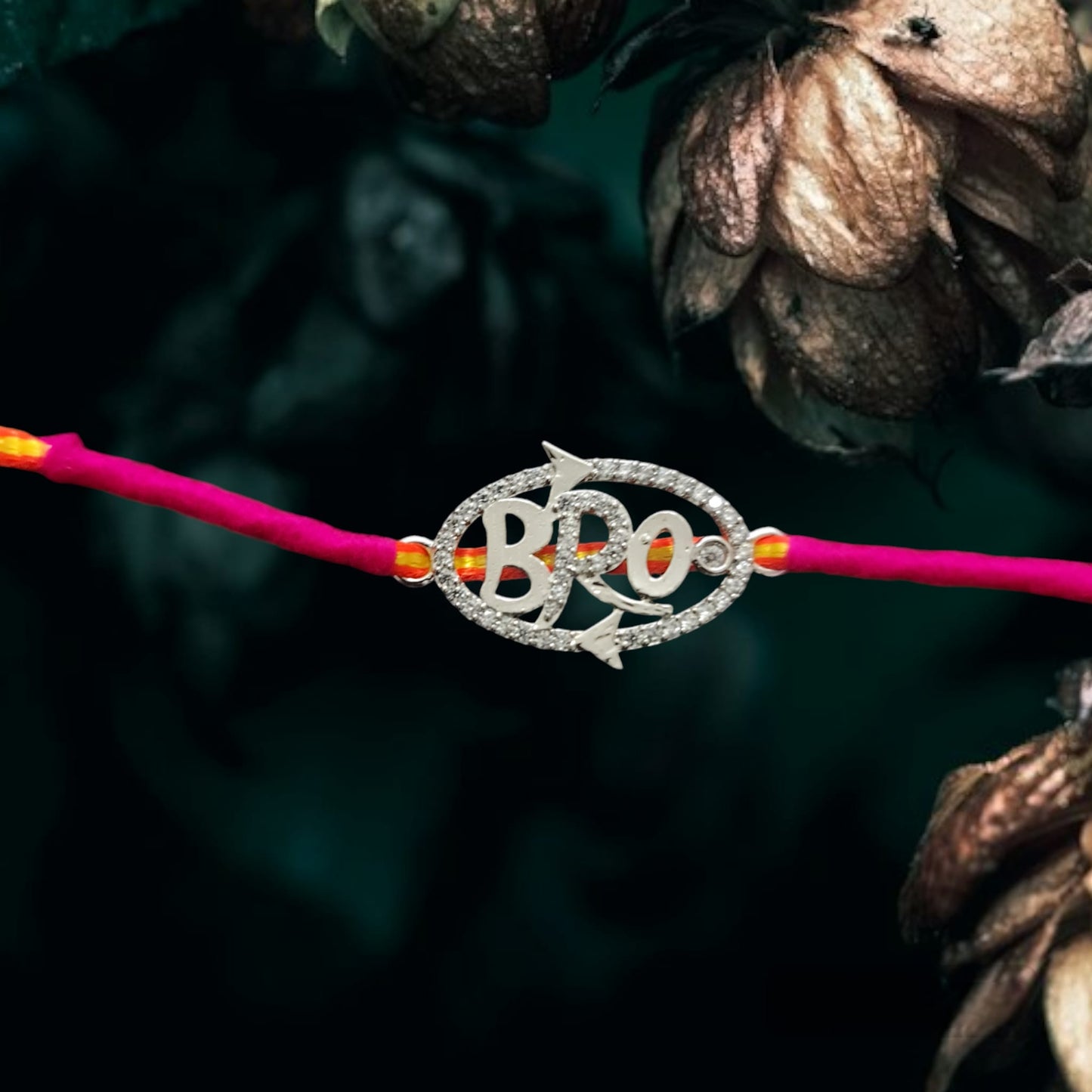 "BRO" Carved Silver Rakhi/Bracelet