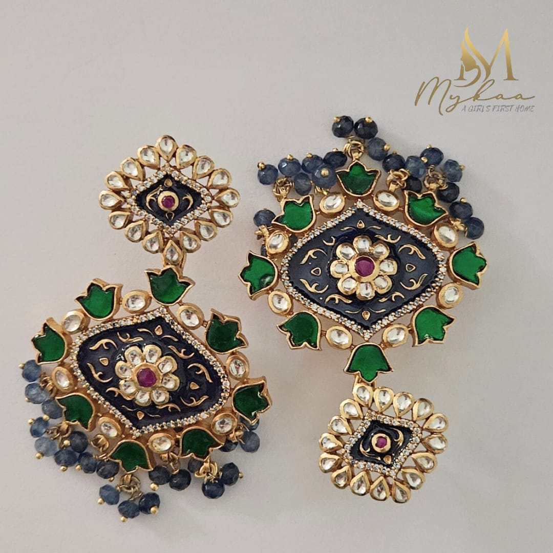 "NEELIMA" Semi-Precious Stone Jhumkas
