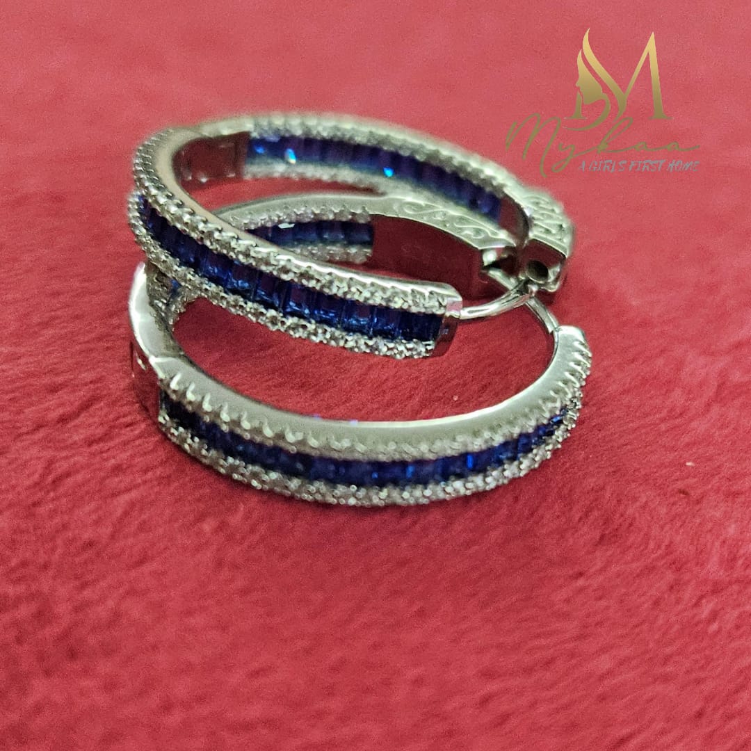 "ARZOO" Blue Stone Hoops