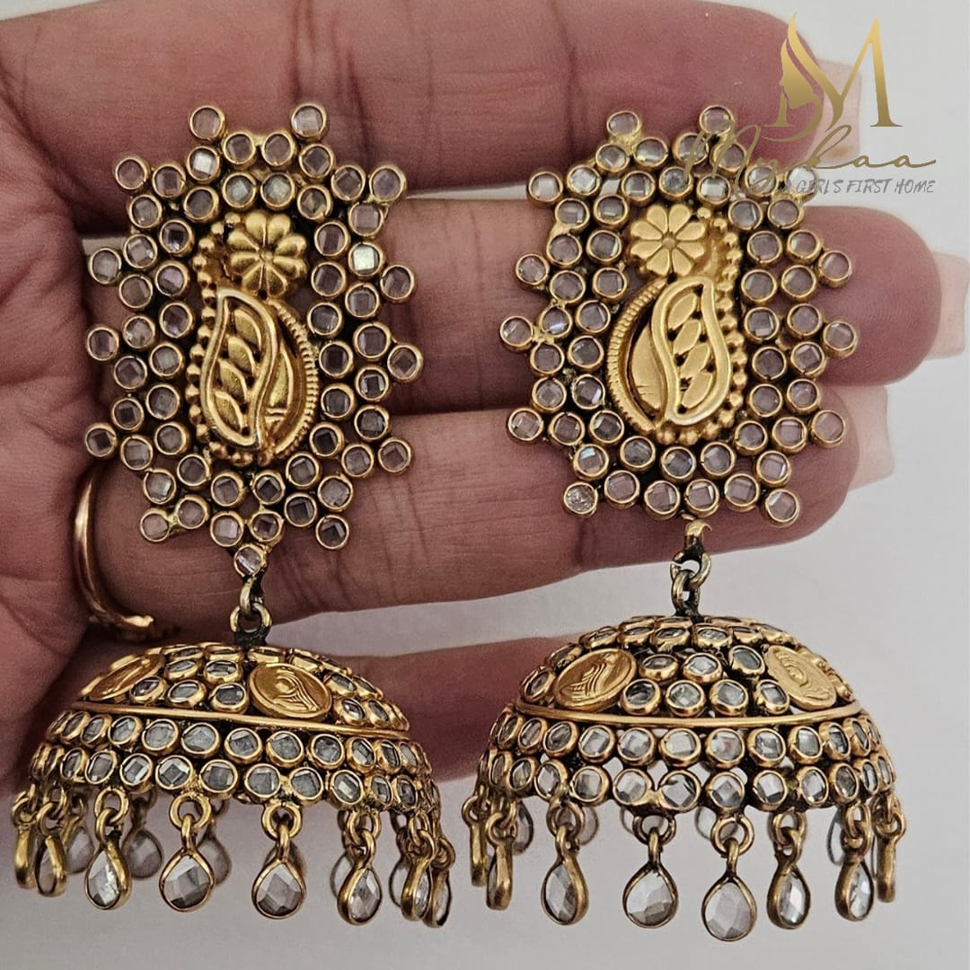 "FALAK" Glass Stone Jhumkas