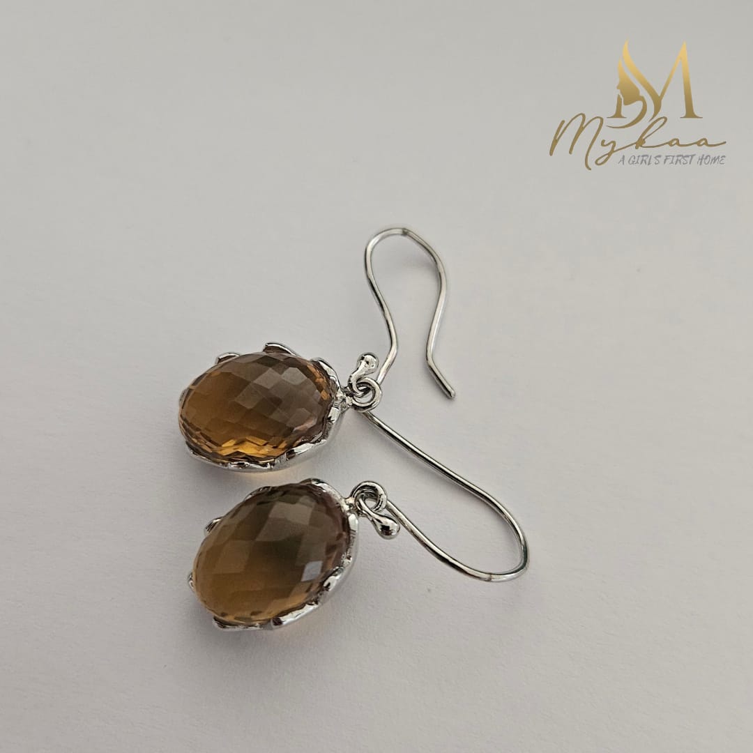 "SAHAR" Honey Quartz Danglers