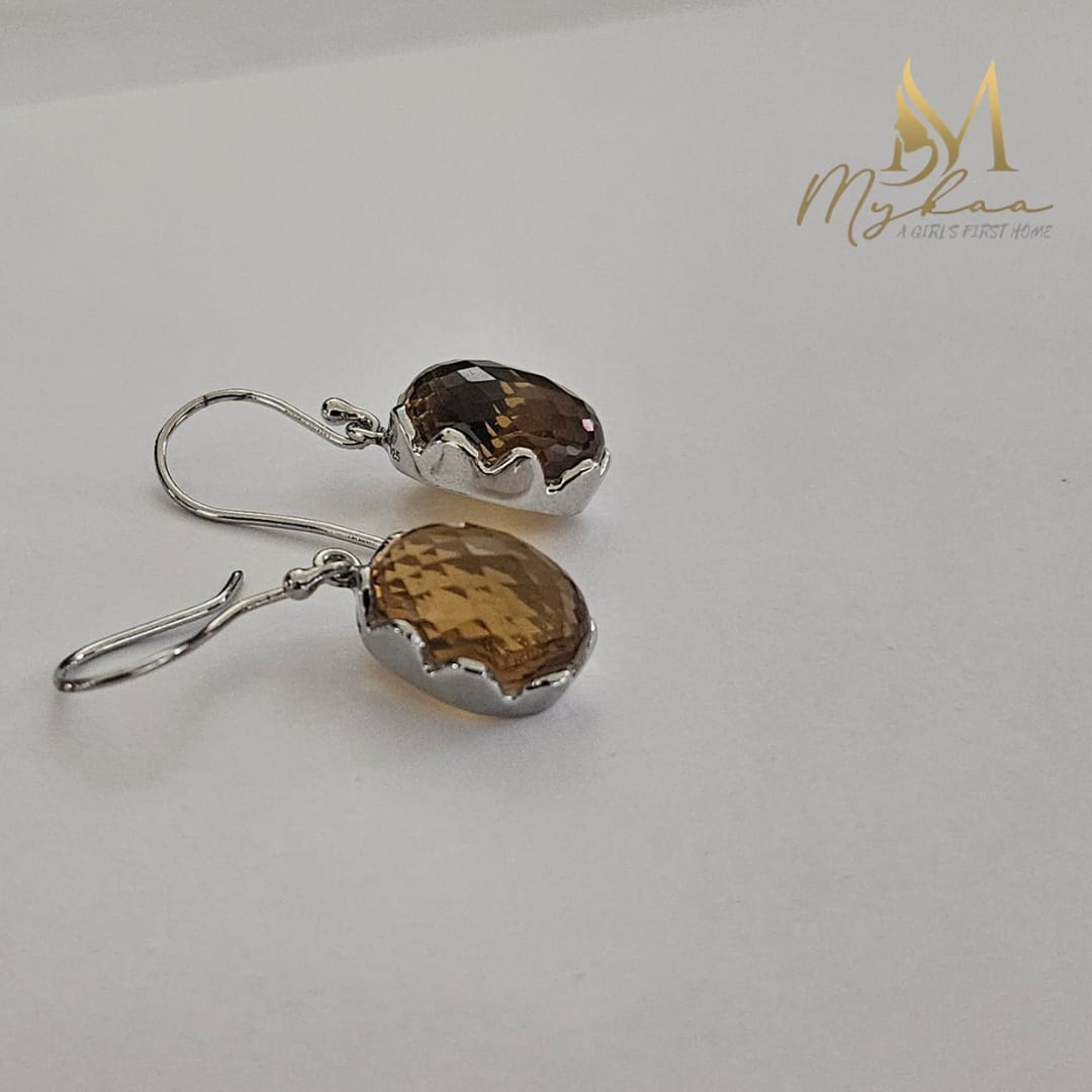 "SAHAR" Honey Quartz Danglers