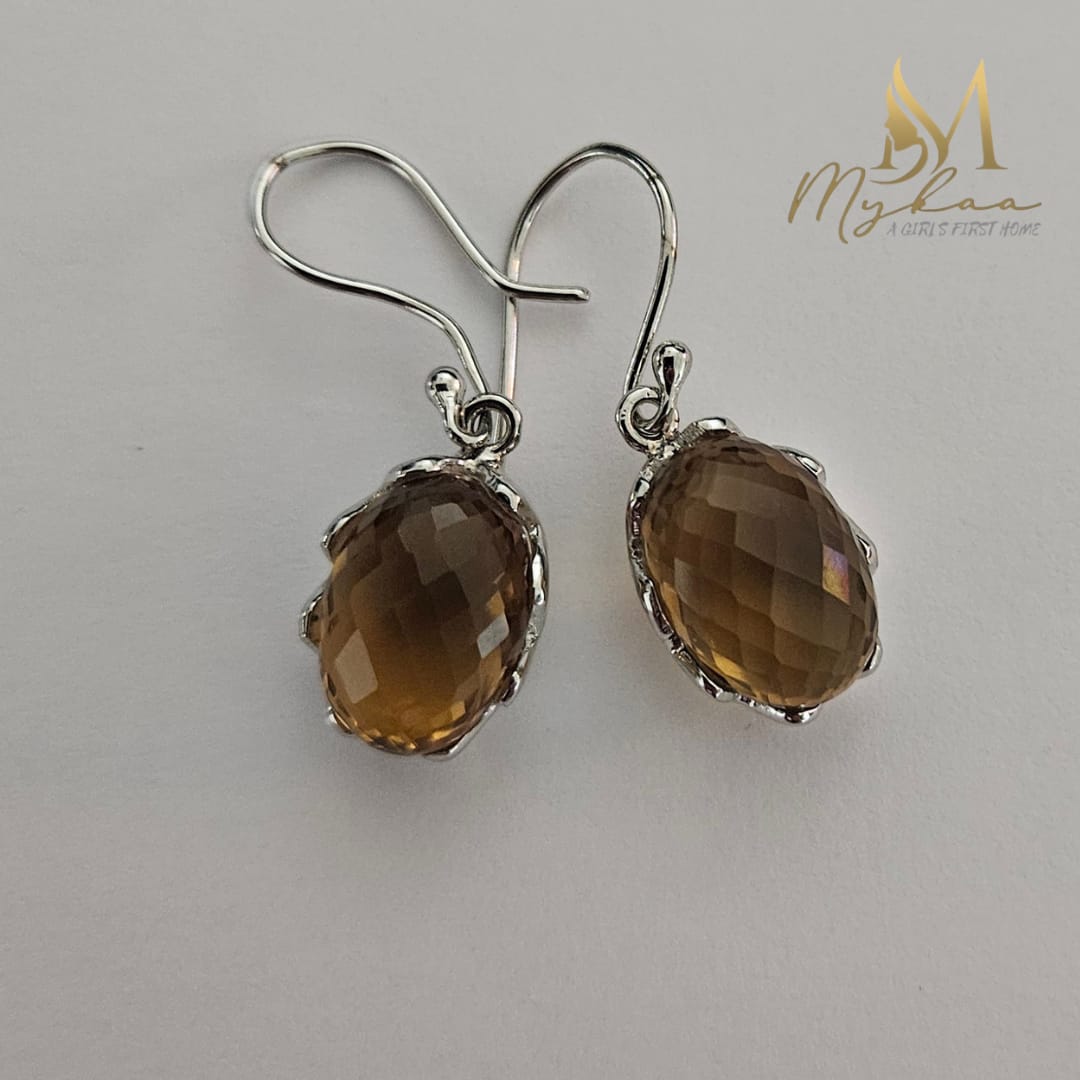 "SAHAR" Honey Quartz Danglers