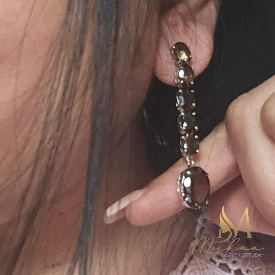 "CELESTE" Smoky Grey Danglers