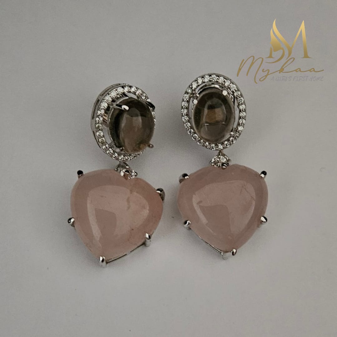 "PARI" Pink & Coffee Brown Danglers