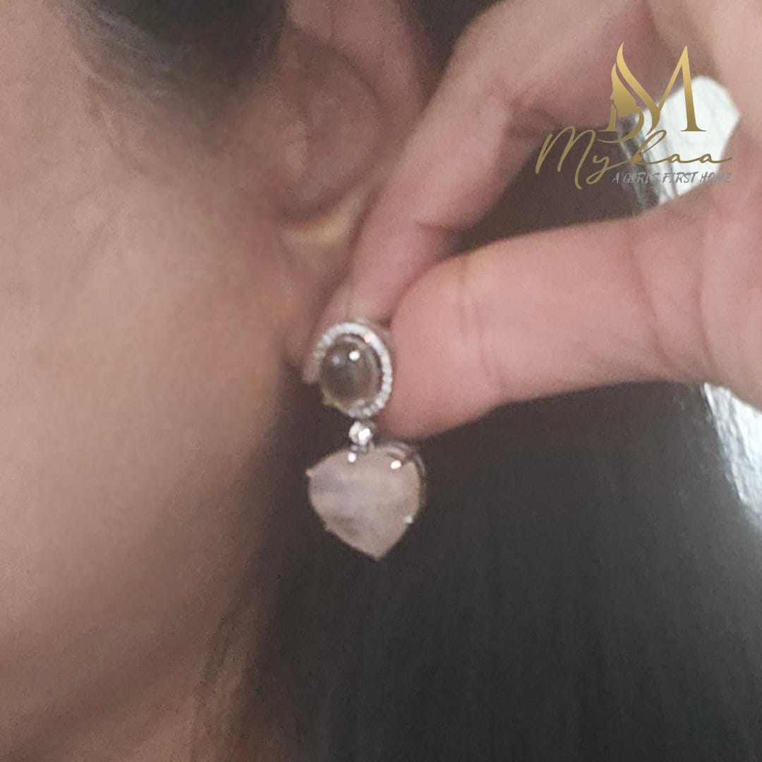 "PARI" Pink & Coffee Brown Danglers