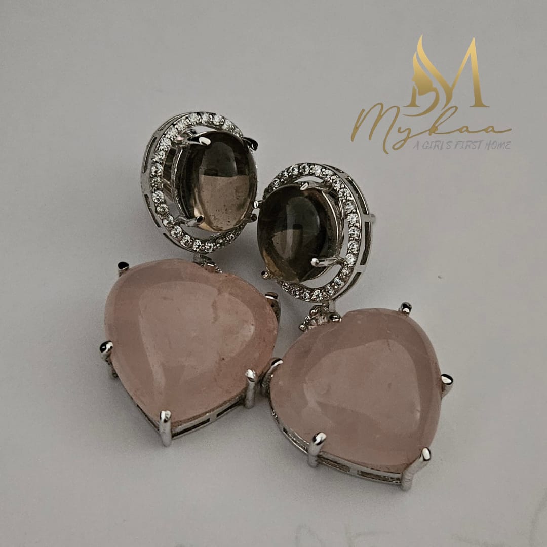 "PARI" Pink & Coffee Brown Danglers