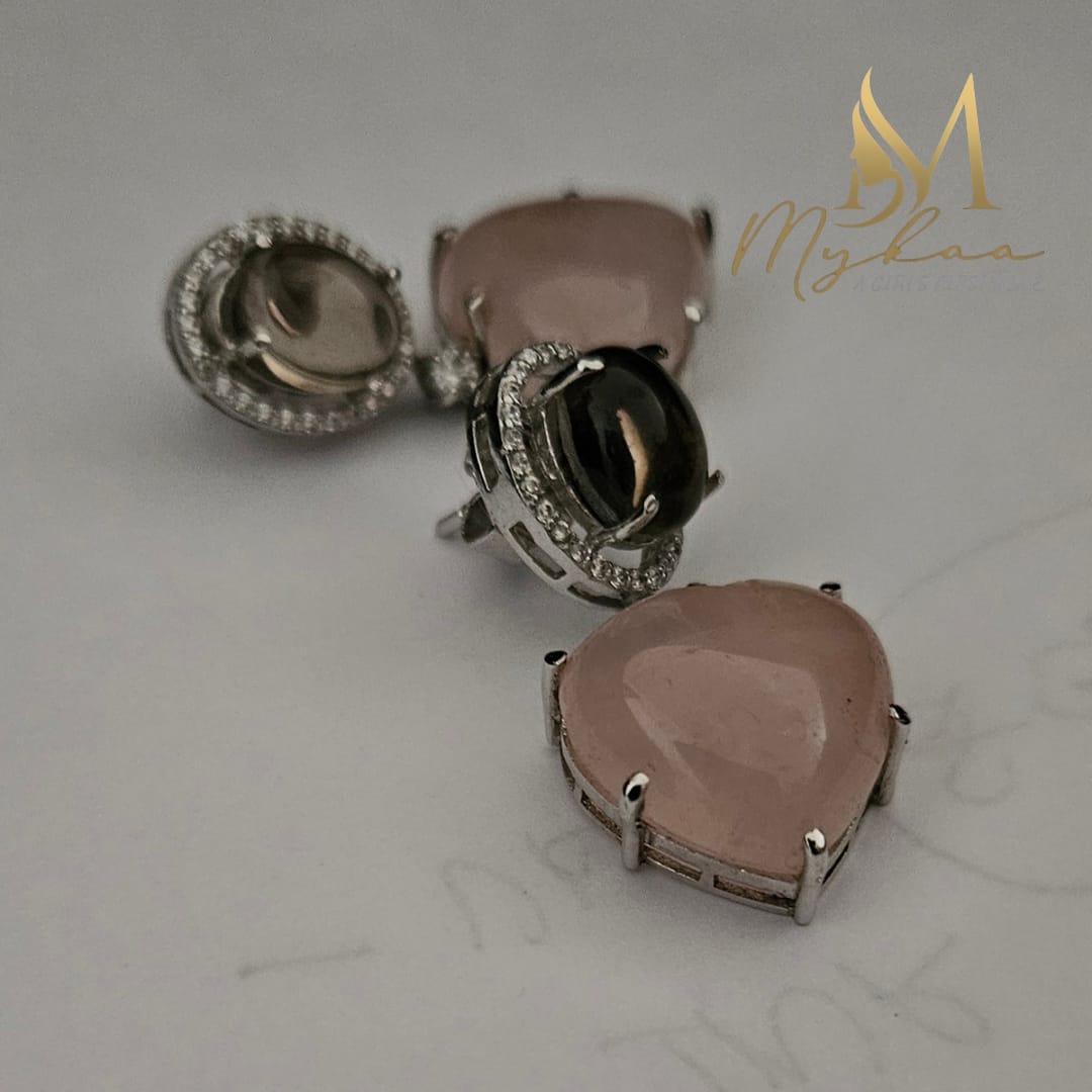 "PARI" Pink & Coffee Brown Danglers