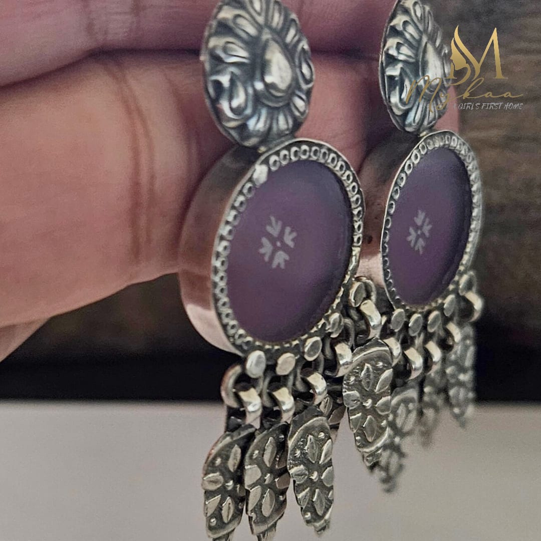 "TARINI" Purple Stone Danglers