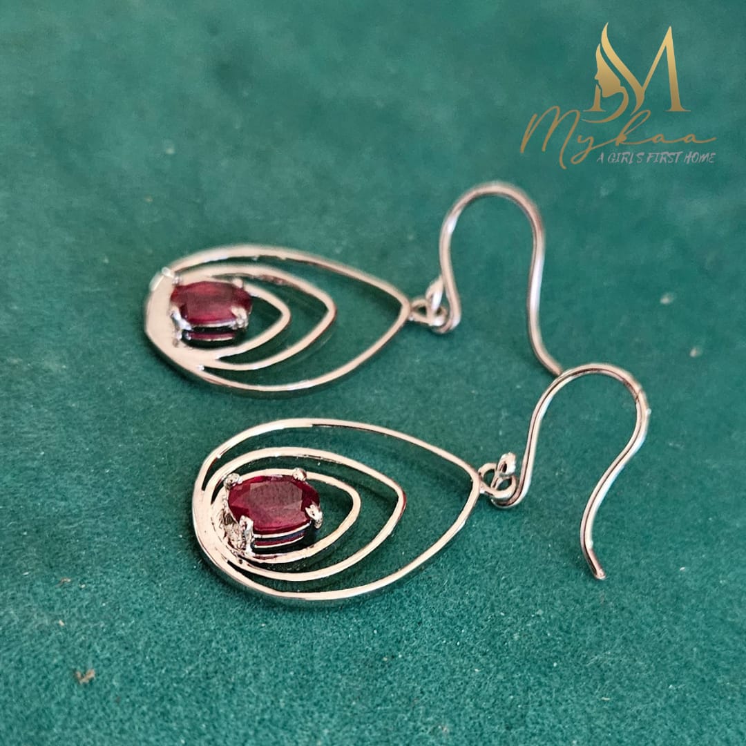 "SCARLET" Ruby Danglers