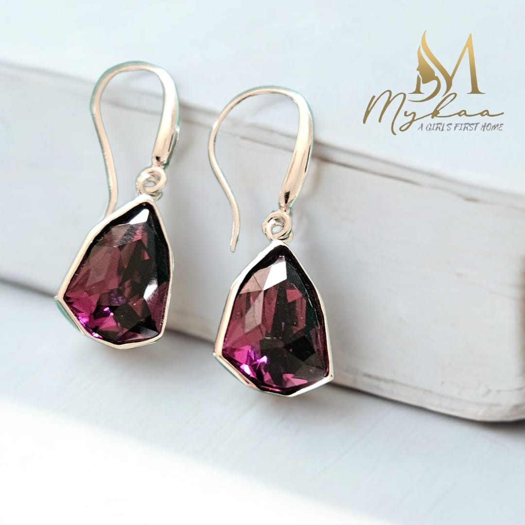 "ARIA" Purple Stone Danglers