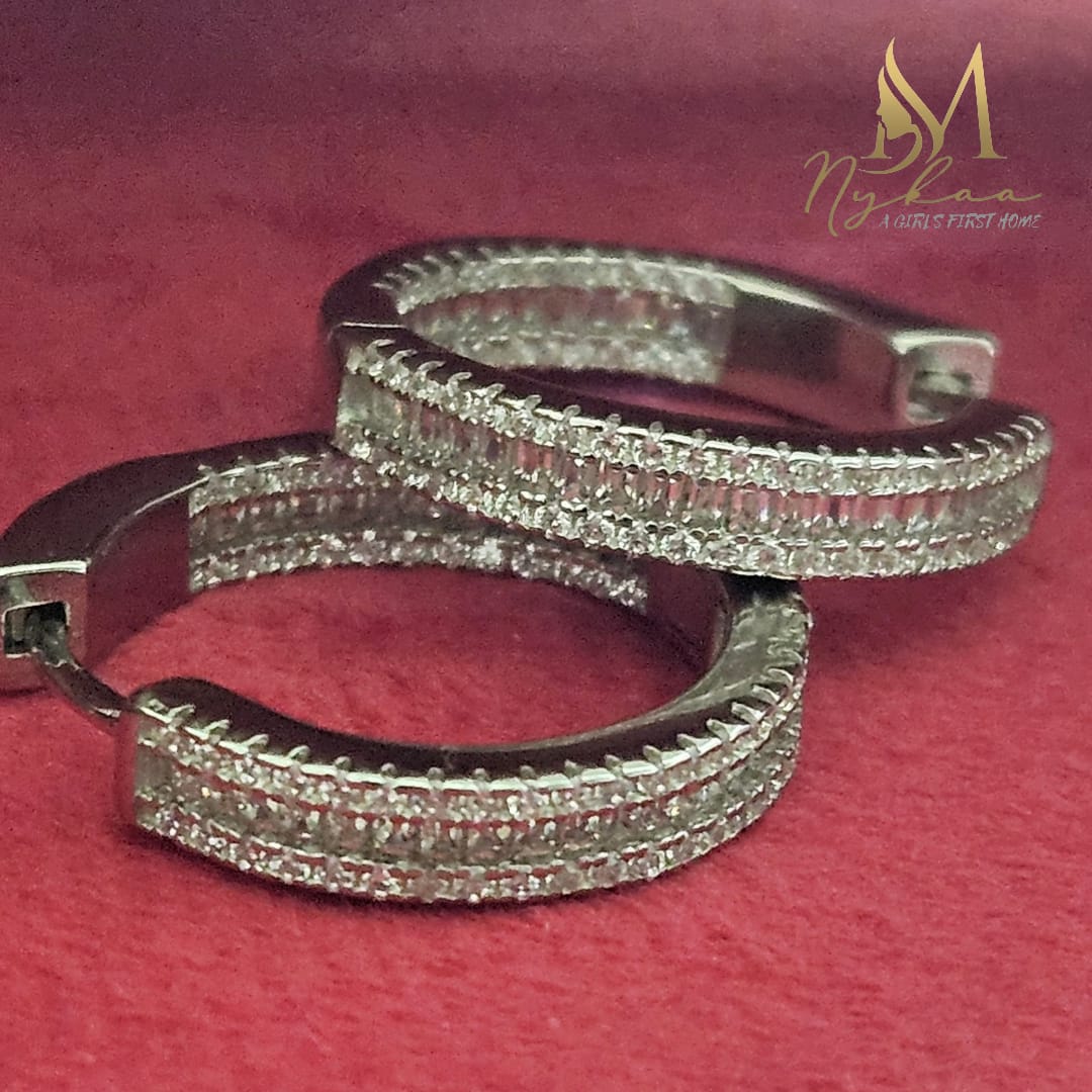 "TAHIRA" White Zircon Hoops
