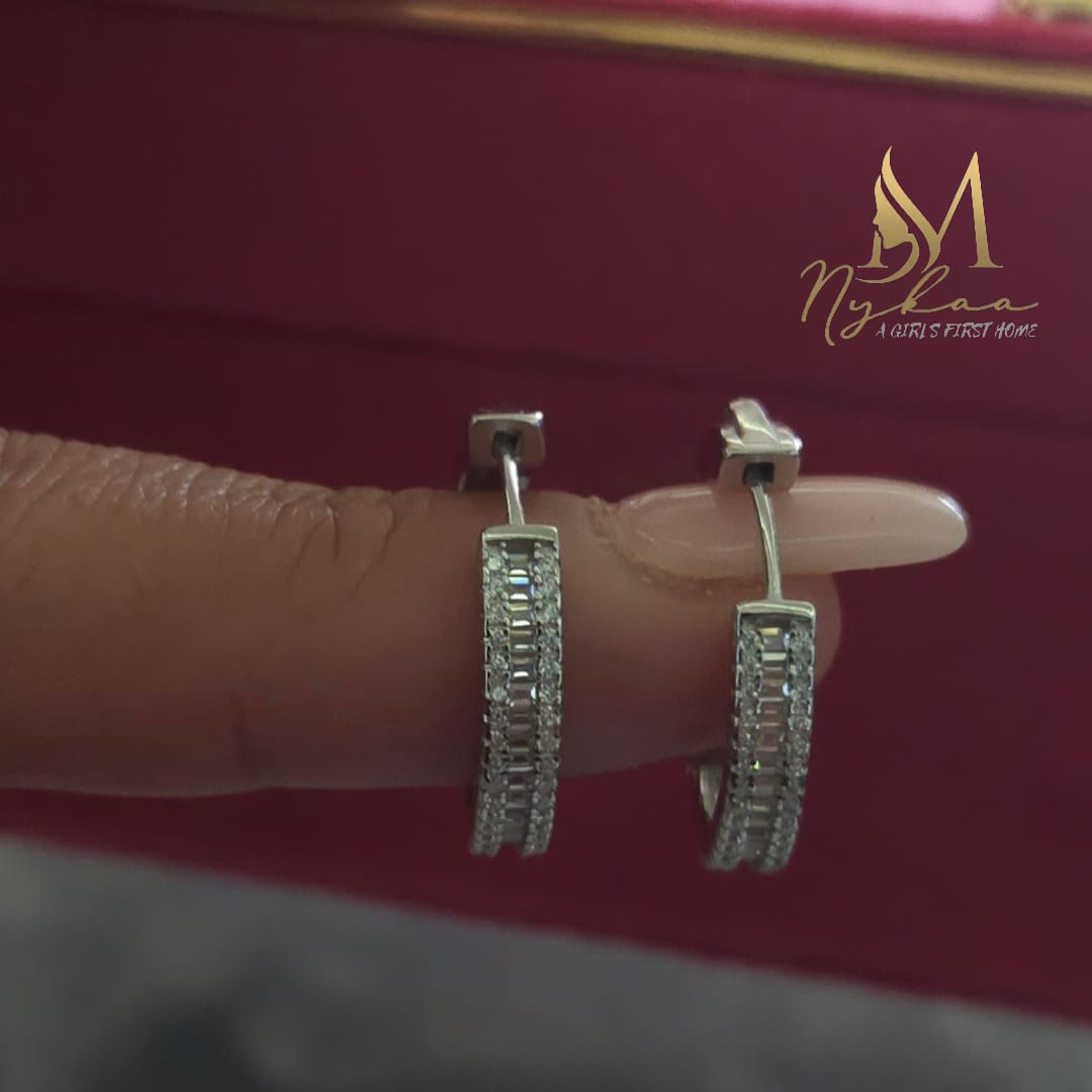 "TAHIRA" White Zircon Hoops