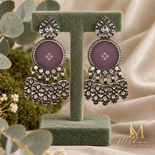 "TARINI" Purple Stone Danglers
