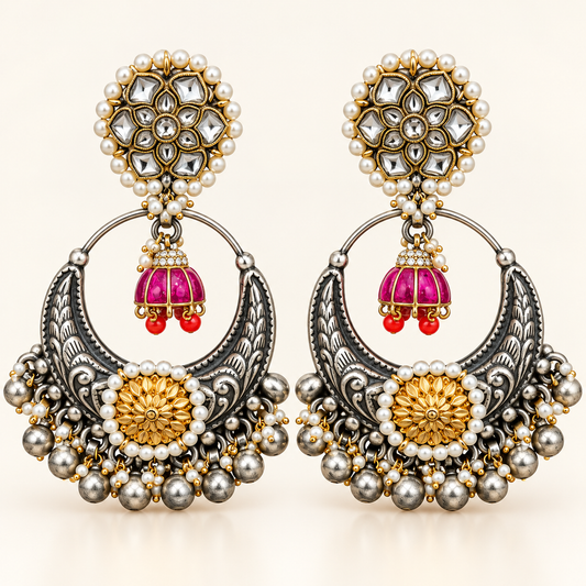 Gulabi Chandbali Statement Earrings