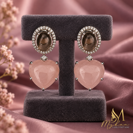 "PARI" Pink & Coffee Brown Danglers