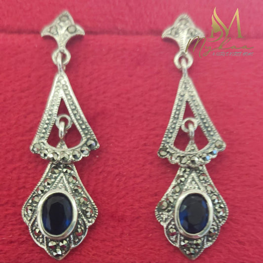 "FARAH" Marcasite Long Danglers