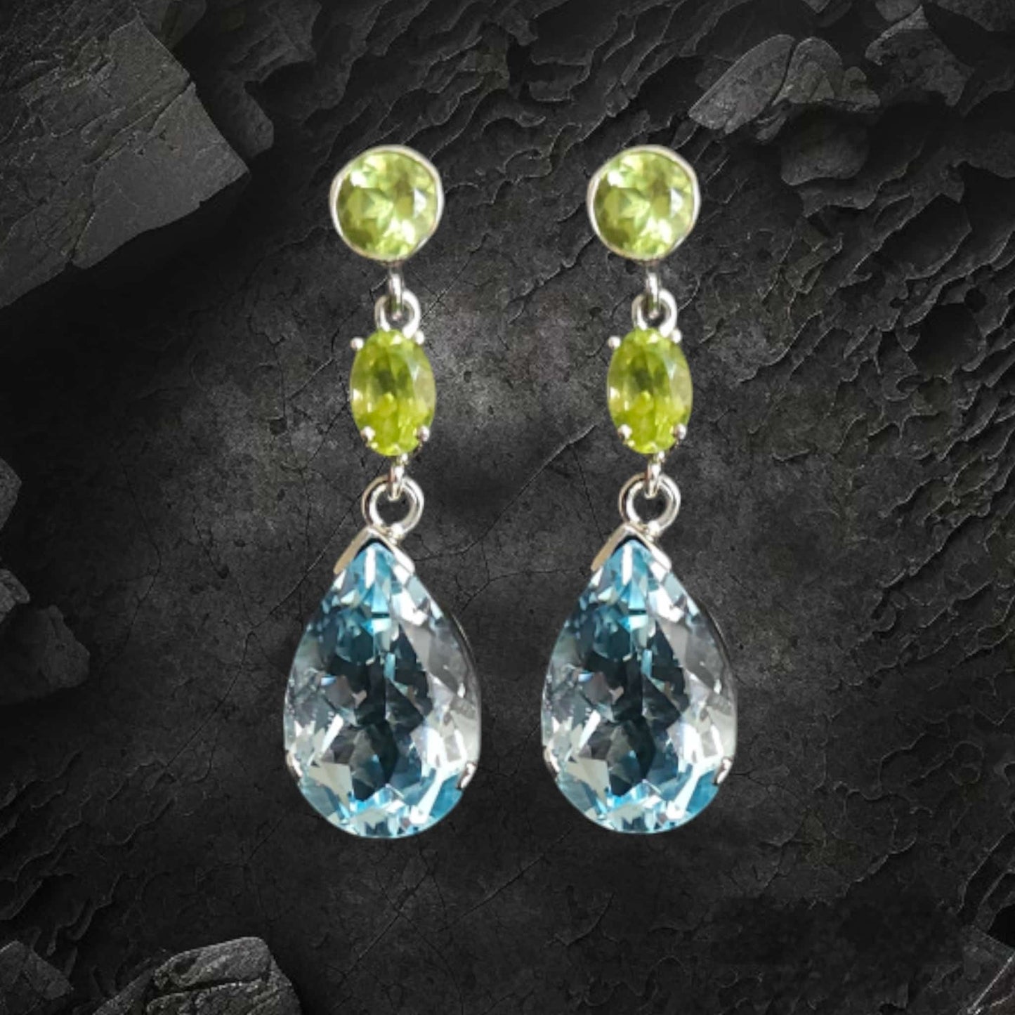 "CHRYSOLITE" Semi Precious Topaz and Peridot Danglers