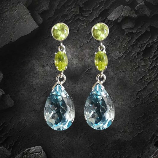"CHRYSOLITE" Semi Precious Topaz and Peridot Danglers
