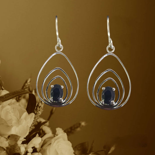 "SAPHIRA" Semi Precious blue stone danglers