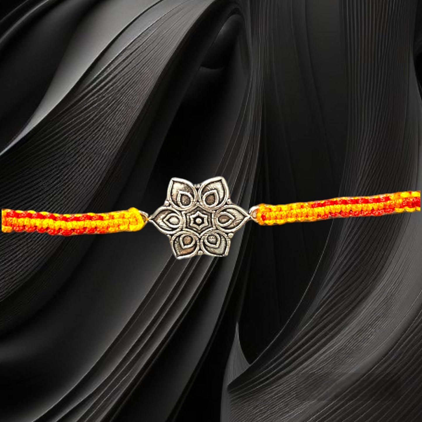 Flower thread 92.5 purity silver rakhi