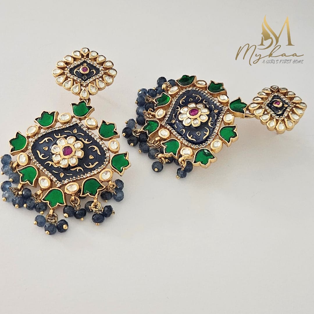 "NEELIMA" Semi-Precious Stone Jhumkas