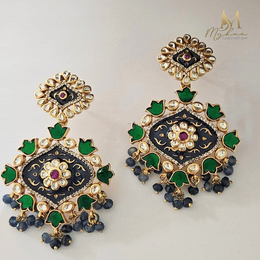 "NEELIMA" Semi-Precious Stone Jhumkas