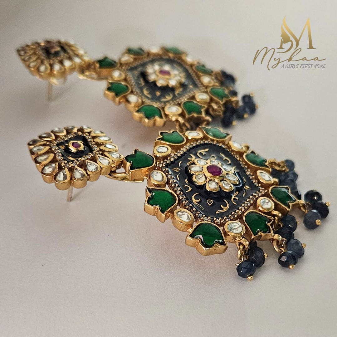 "NEELIMA" Semi-Precious Stone Jhumkas