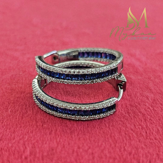 "ARZOO" Blue Stone Hoops