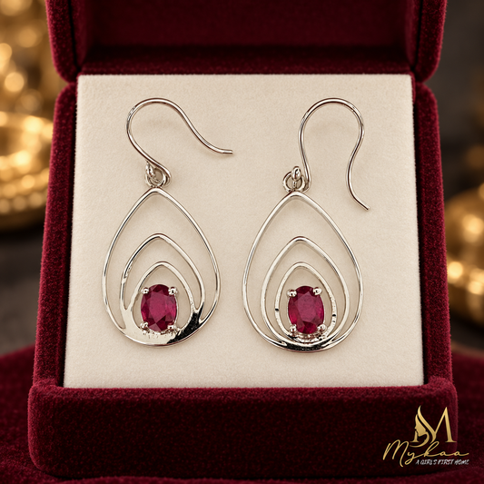 "SCARLET" Ruby Danglers