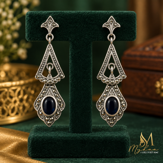 "FARAH" Marcasite Long Danglers