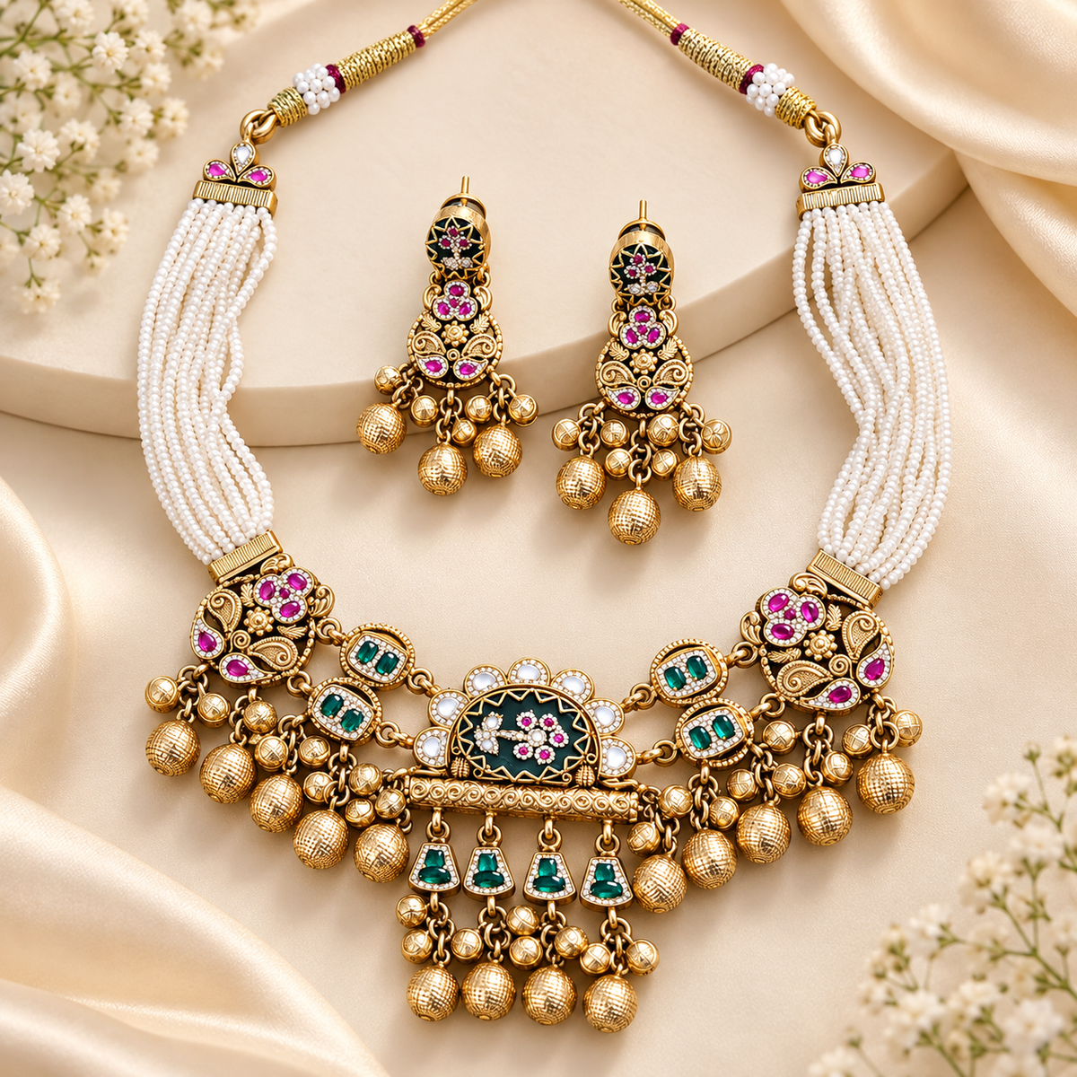 Rajvi Pearl Heritage Choker Set