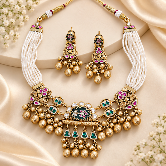 Rajvi Pearl Heritage Choker Set