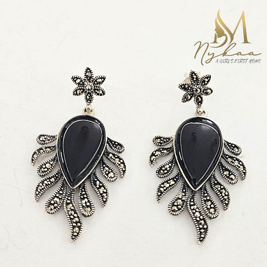 "SAAYA" Black Marcasite Danglers