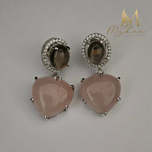 "PARI" Pink & Coffee Brown Danglers