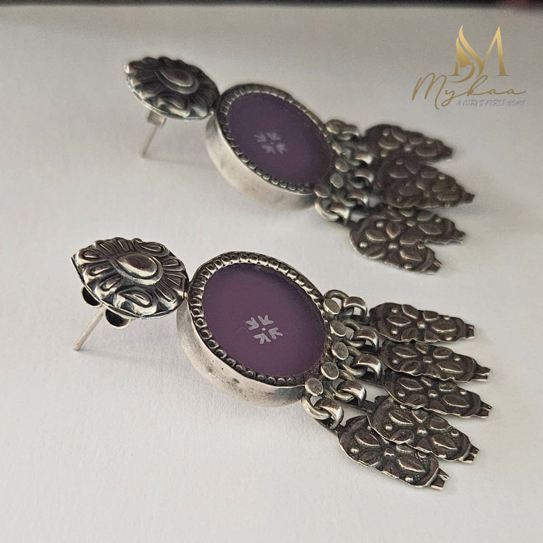 "TARINI" Purple Stone Danglers
