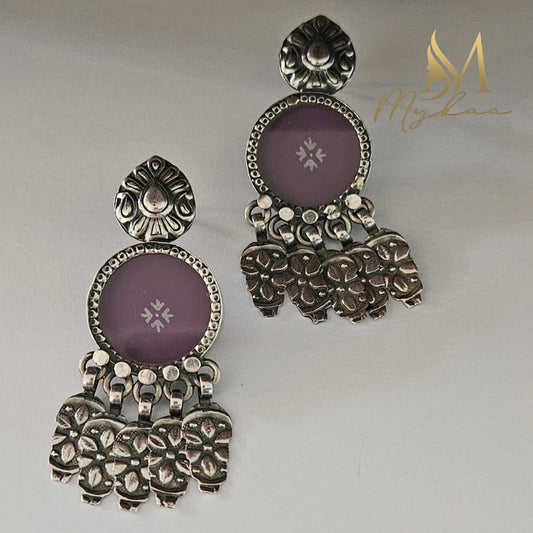 "TARINI" Purple Stone Danglers