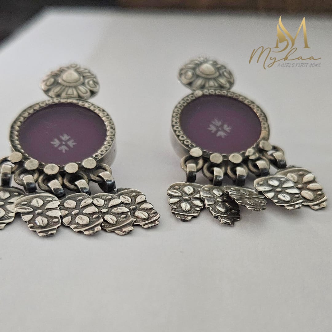 "TARINI" Purple Stone Danglers