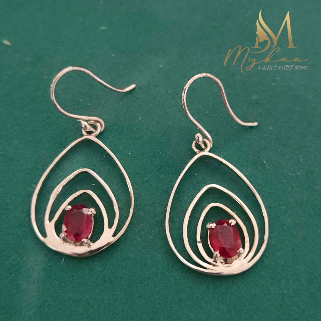 "SCARLET" Ruby Danglers