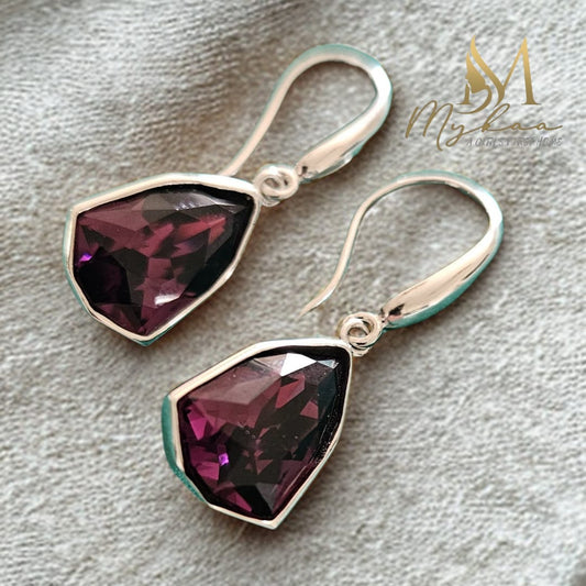 "ARIA" Purple Stone Danglers