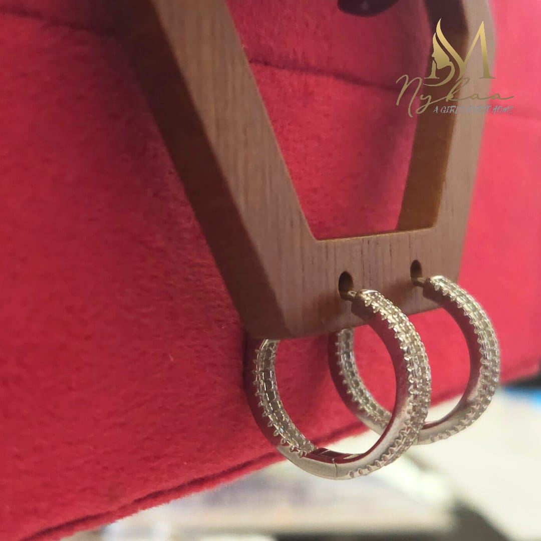 "TAHIRA" White Zircon Hoops